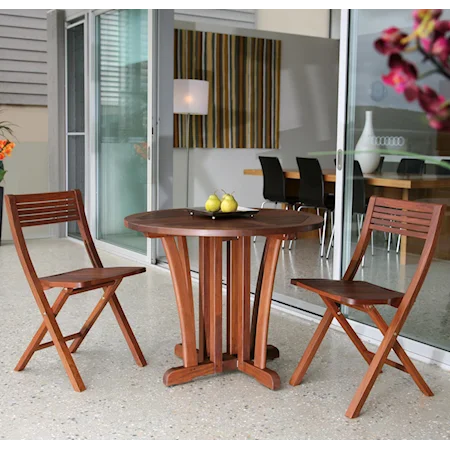 Bistro Table and Pearl Folding Chairs Set